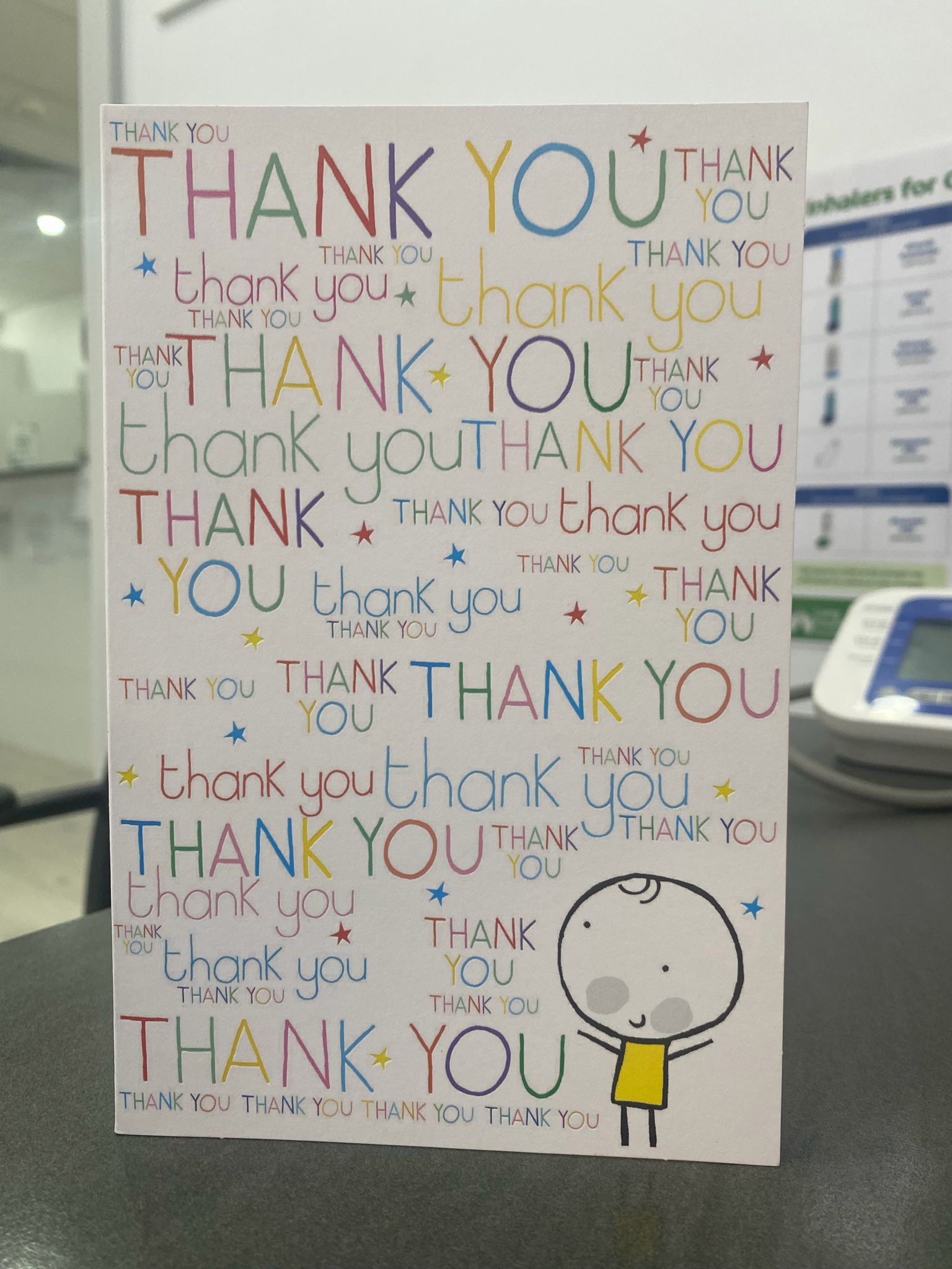 Colourful thank-you card from a young patient